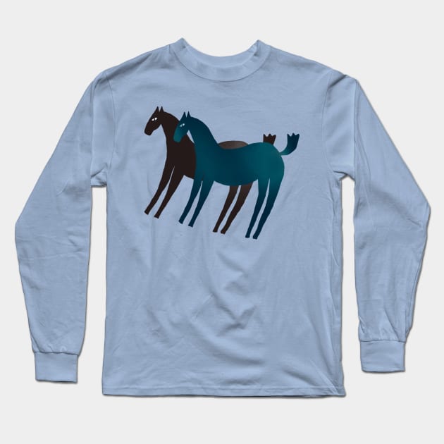 Two horses Long Sleeve T-Shirt by grafart